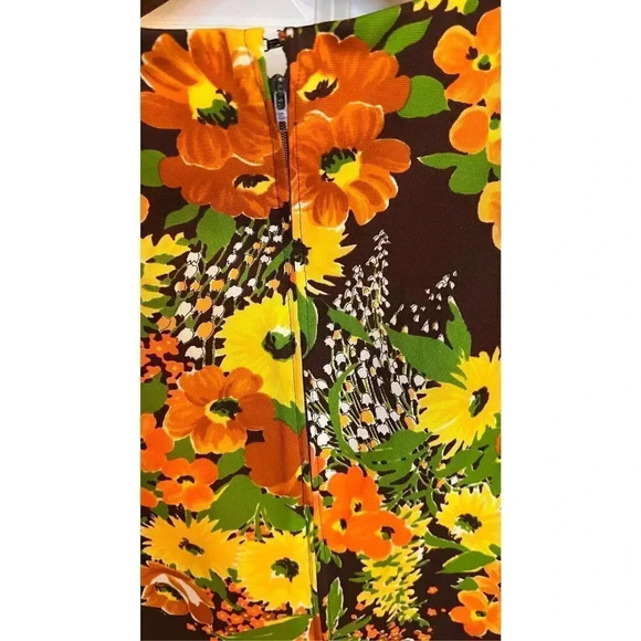 Vintage Women’s Medium Floral Fit & Flare Mini Dress Pleated Back Zipper handmad - Picture 6 of 12